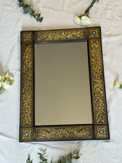 Grand miroir rare turquoise