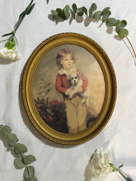 Cadre enfant au chien vintage