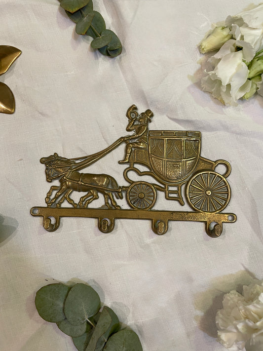 Porte-clefs mural chevaux laiton