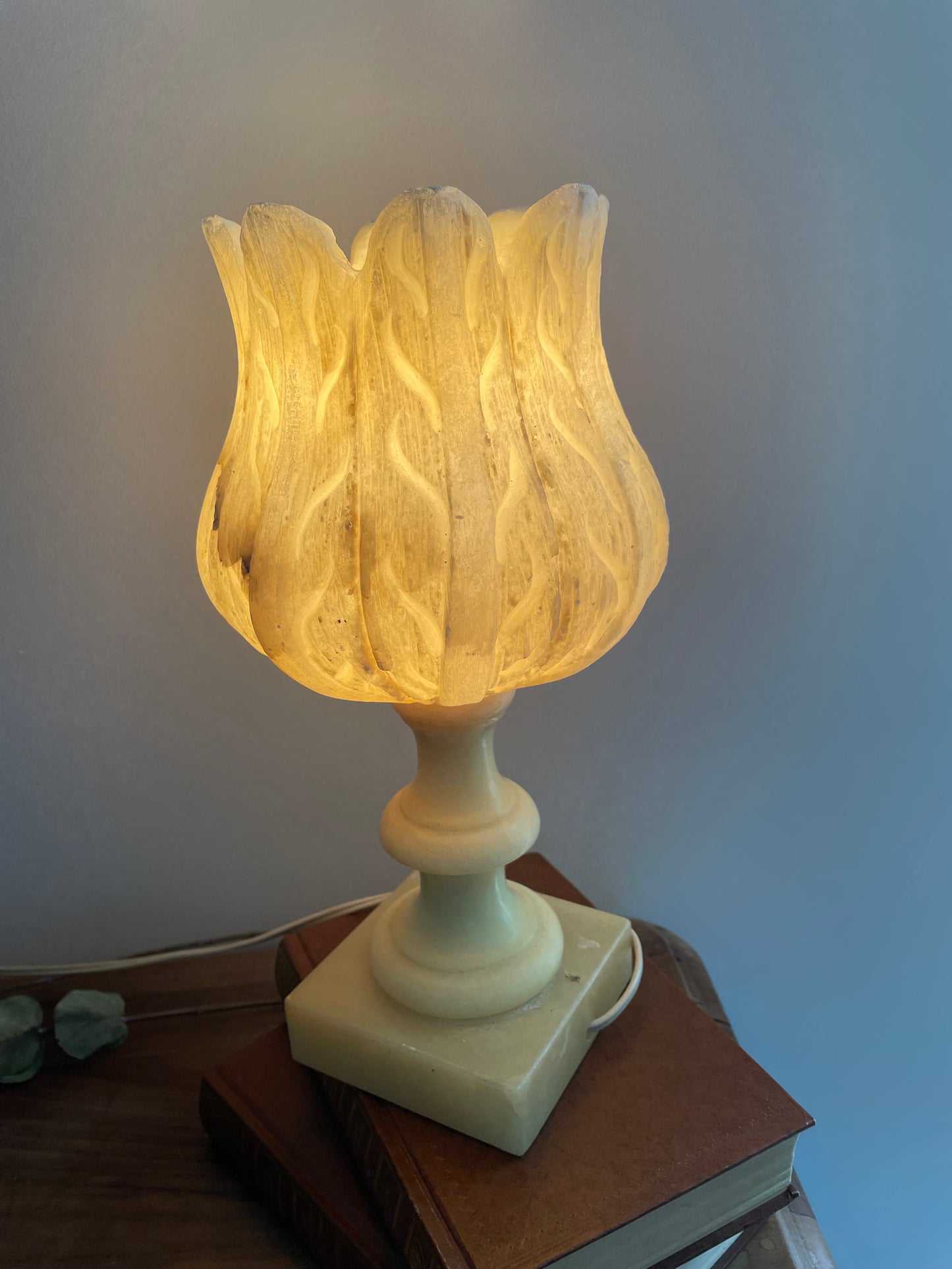 Lampe tulipe en albâtre