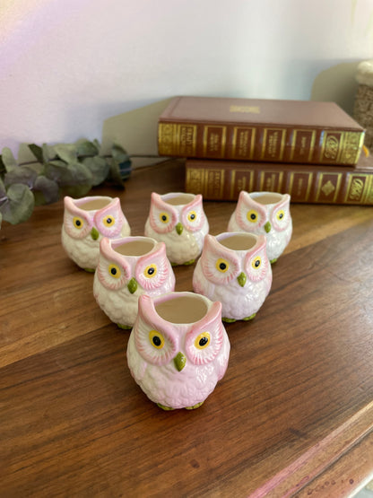 Lot 4 pots en barbotine hibou fait au Japon