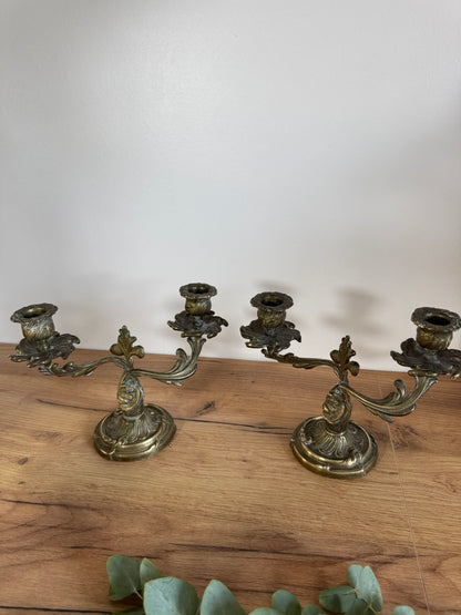 Lot de 2 chandeliers en bronze