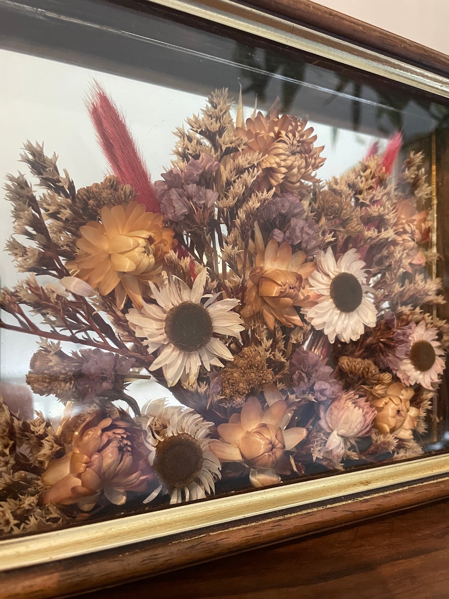 Cadre miroir fleurs séchées