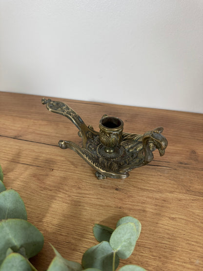 Bougeoir main phénix bronze