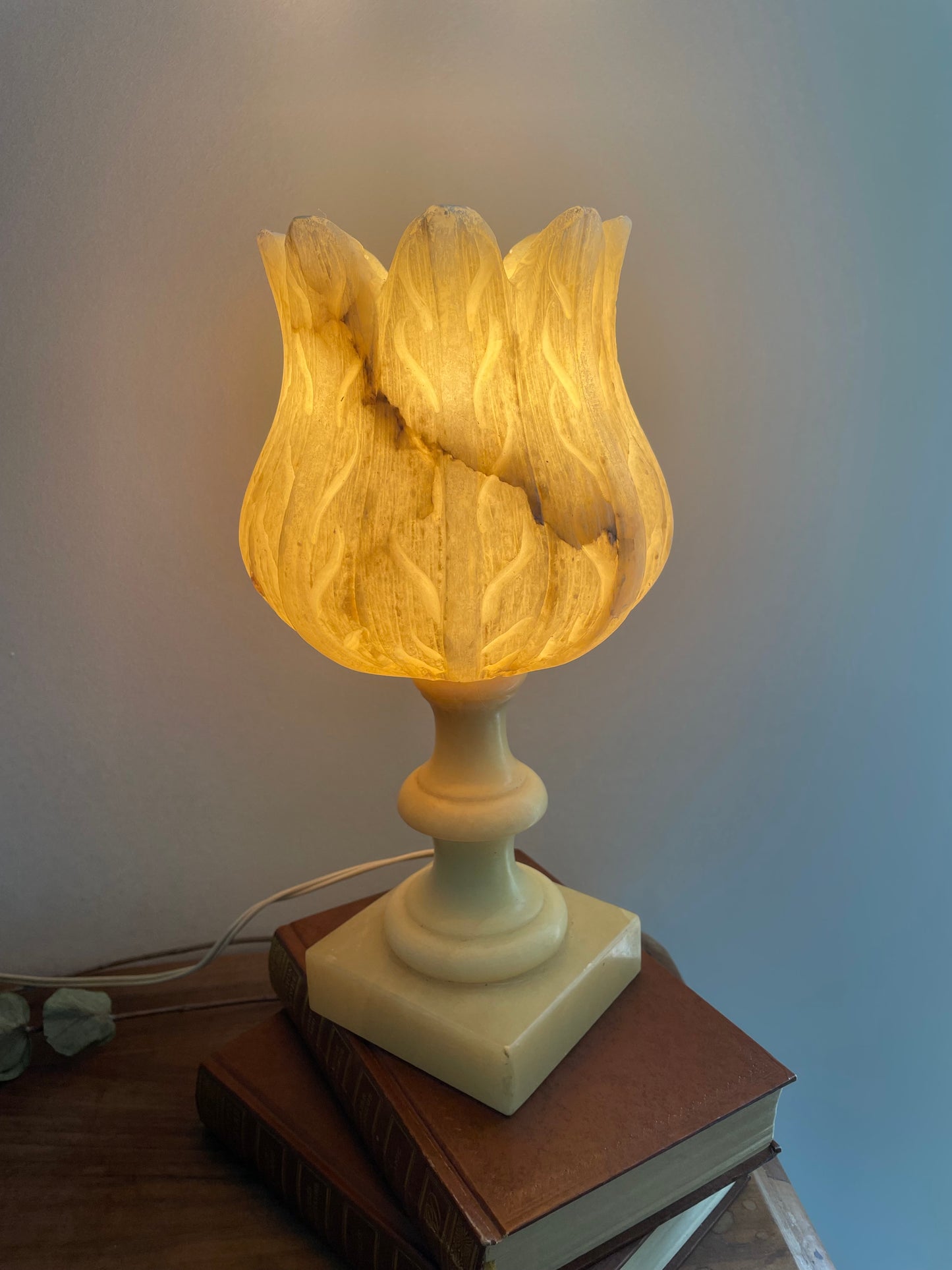 Lampe tulipe en albâtre