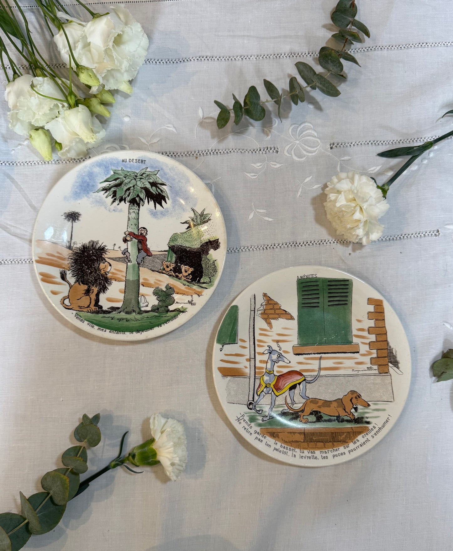 Assiettes Sarreguemines vintage