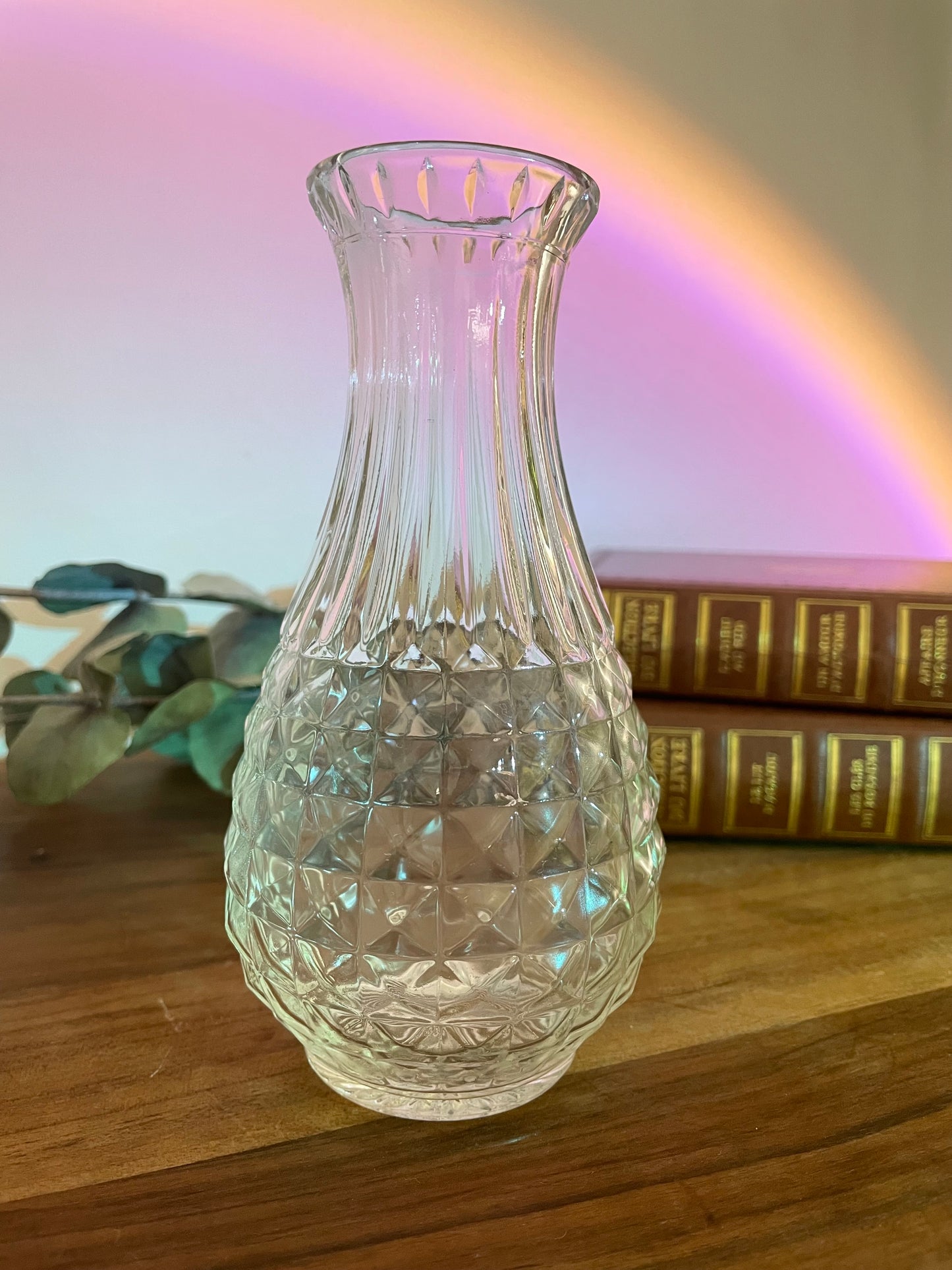 Vase/soliflore en verre biseauté