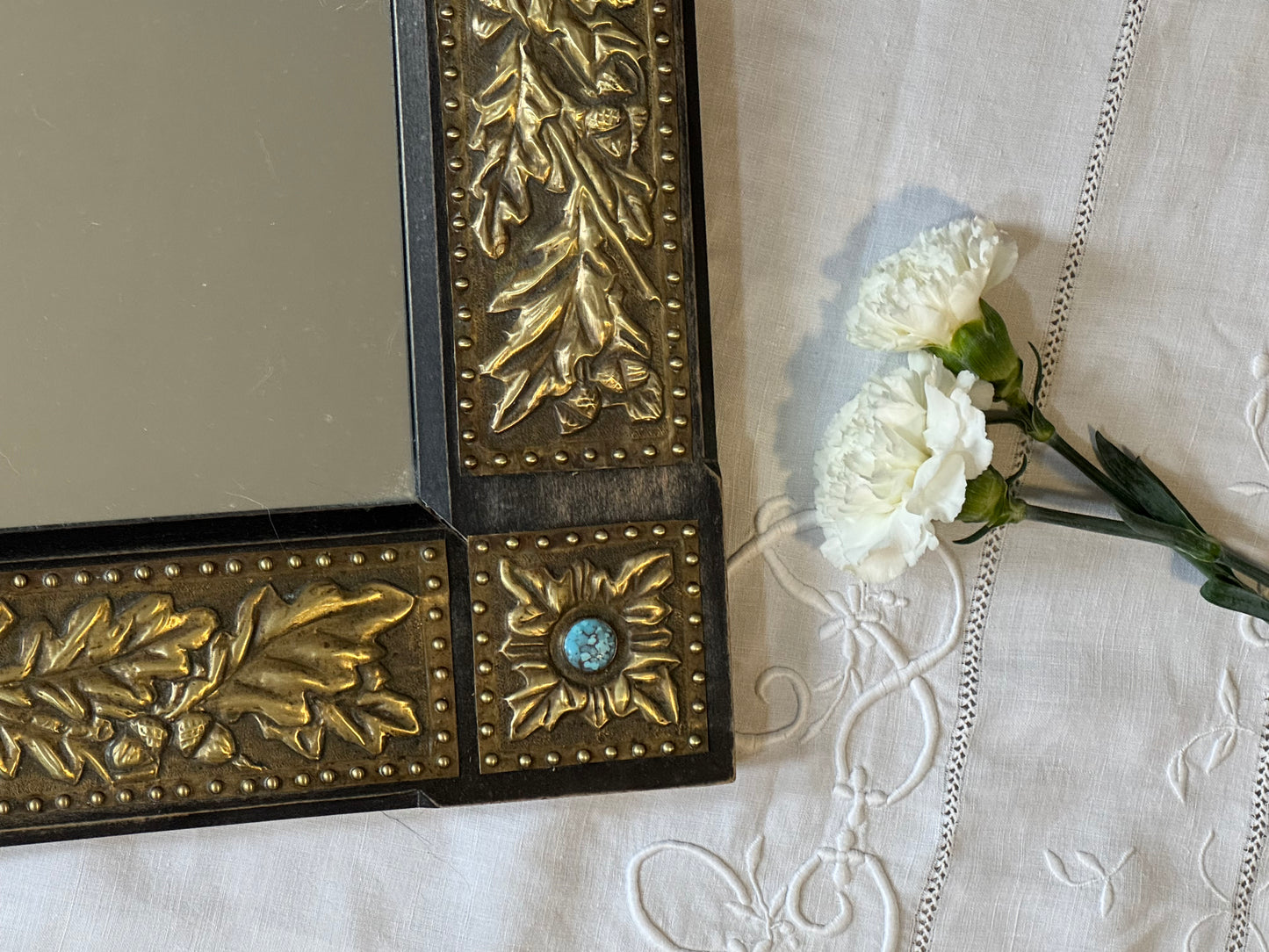 Grand miroir rare turquoise