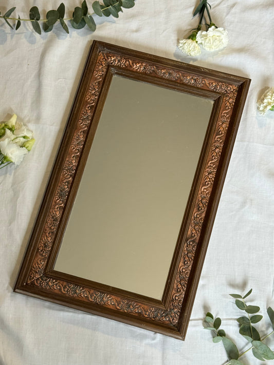 Miroir vintage cuivré en bois