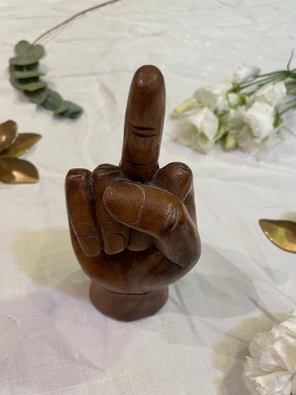 Baguier sculpture main en bois originale et rare