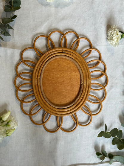 Miroir rotin fleur