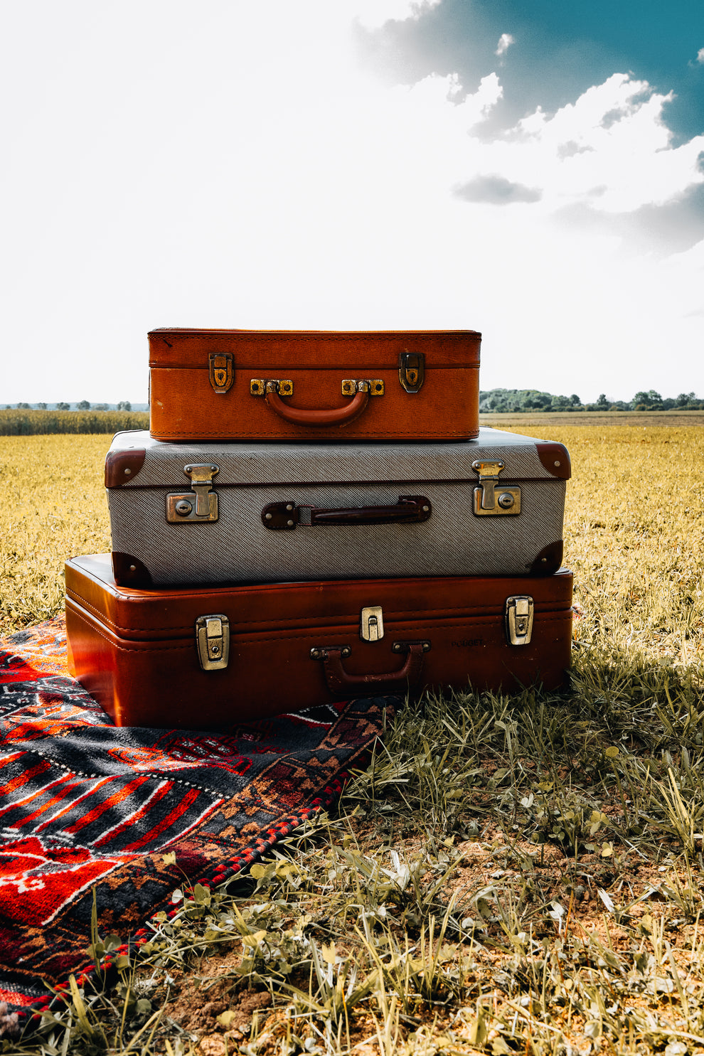 Lot de 2 valises vintage en cuir – bon état - Accessoires & Bagagerie