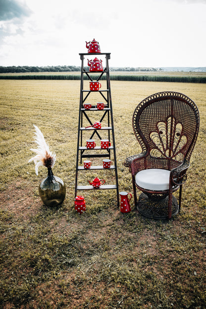 Lot d'objets de décoration à pois rouges