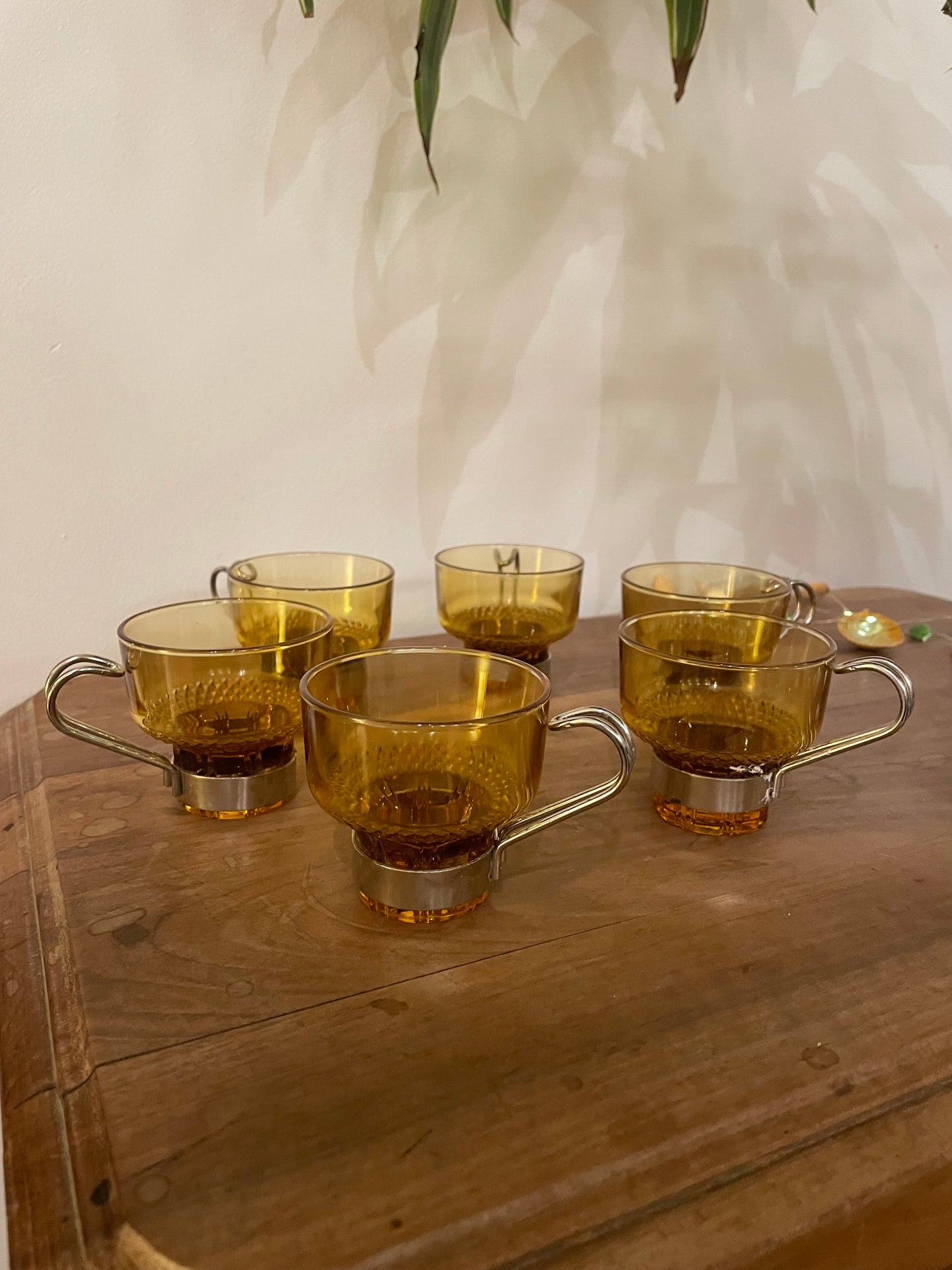 Tasses en verre avec cuillères x6