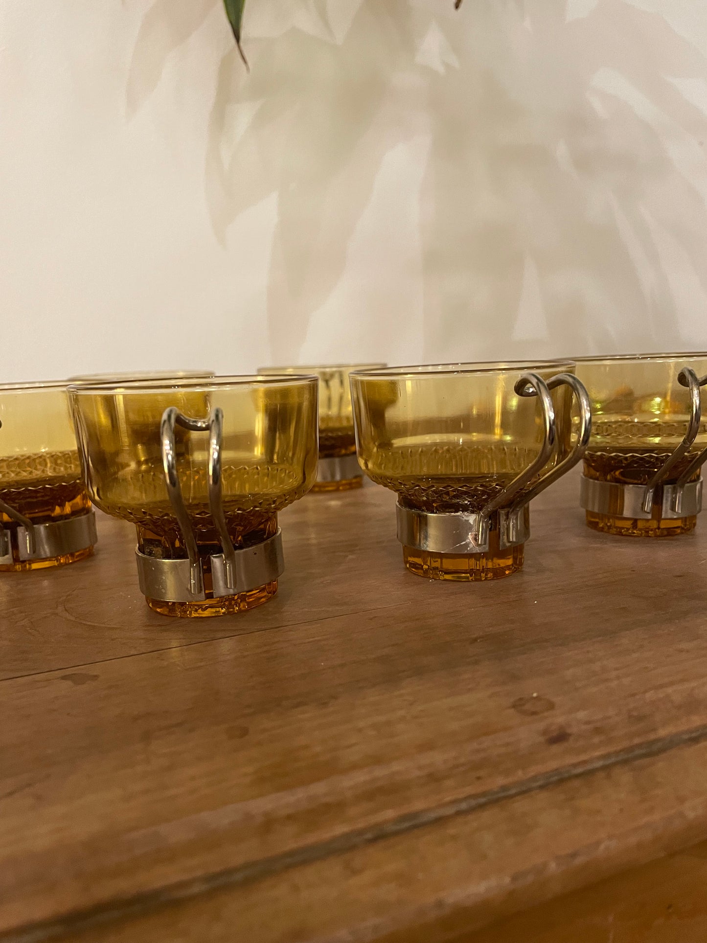 Tasses en verre avec cuillères x6