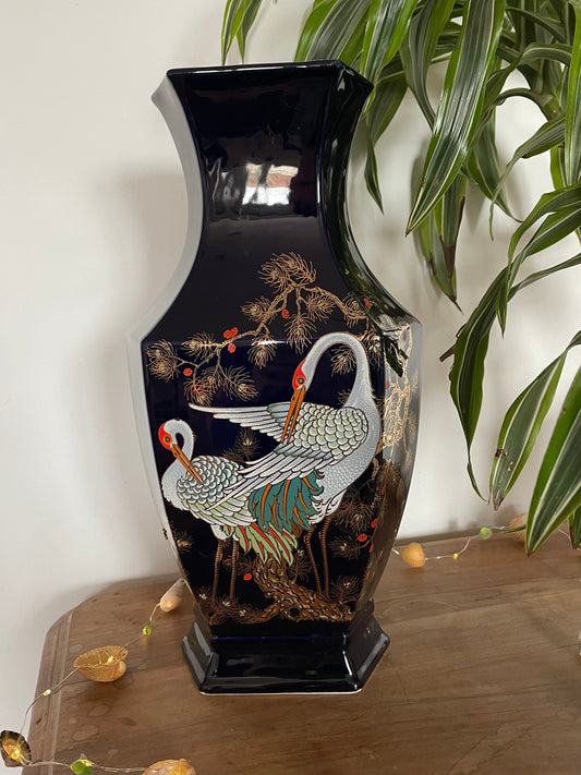 Vase en céramique motif hérons